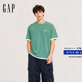 [Одобрение Cheng Yi] Мужская и женская одежда Gap 2026, летняя новая хлопковая футболка с офсетной печатью контрастного цвета и короткими рукавами 866074