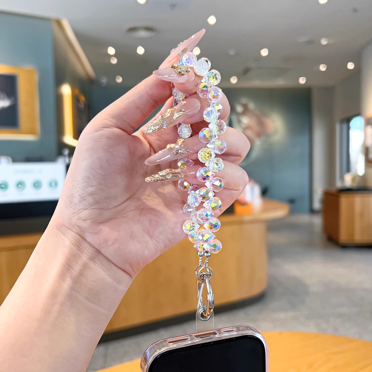 Shuoyou women's chain with crystal for Apple, Xiaomi, and Huawei phones...