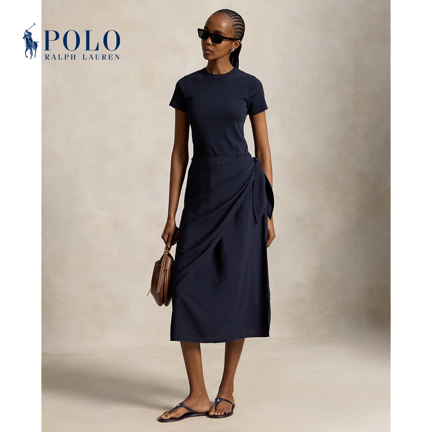 Ralph Lauren/Женское летнее платье-футболка с имитацией кожи Ralph Lauren 26 RL28077