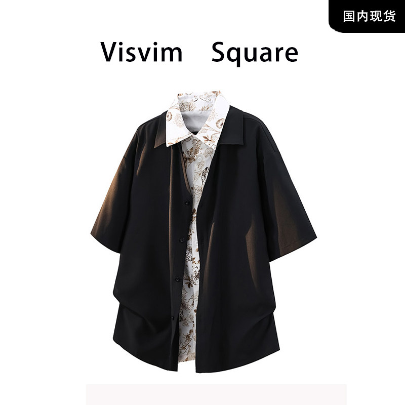 Бренд spot-VISVIM SQUARE летняя новая поддельная рубашка из двух частей с цветочным рисунком и короткими рукавами для мужчин