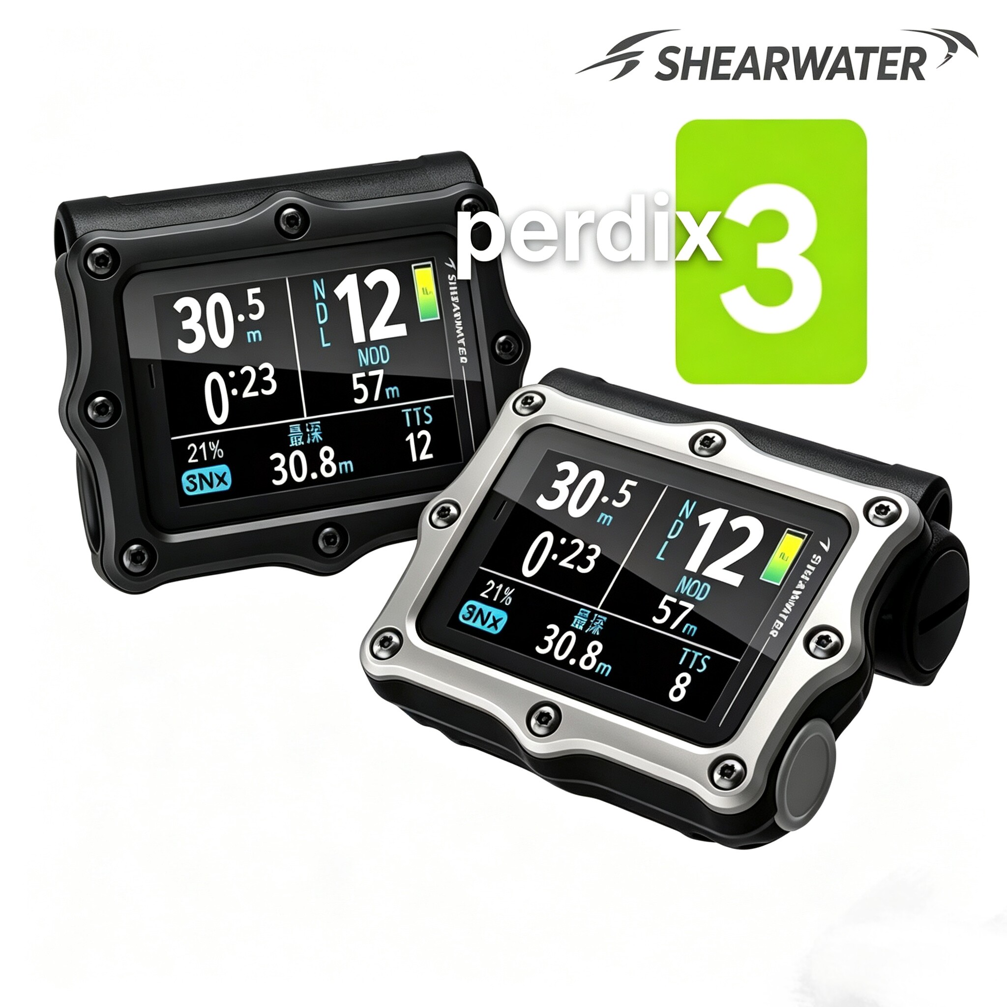 Водолазный компьютерный измеритель с технологией цветного экрана Shearwater Perdix Ti3 поддерживает беспроводной передатчик nitrox CCR