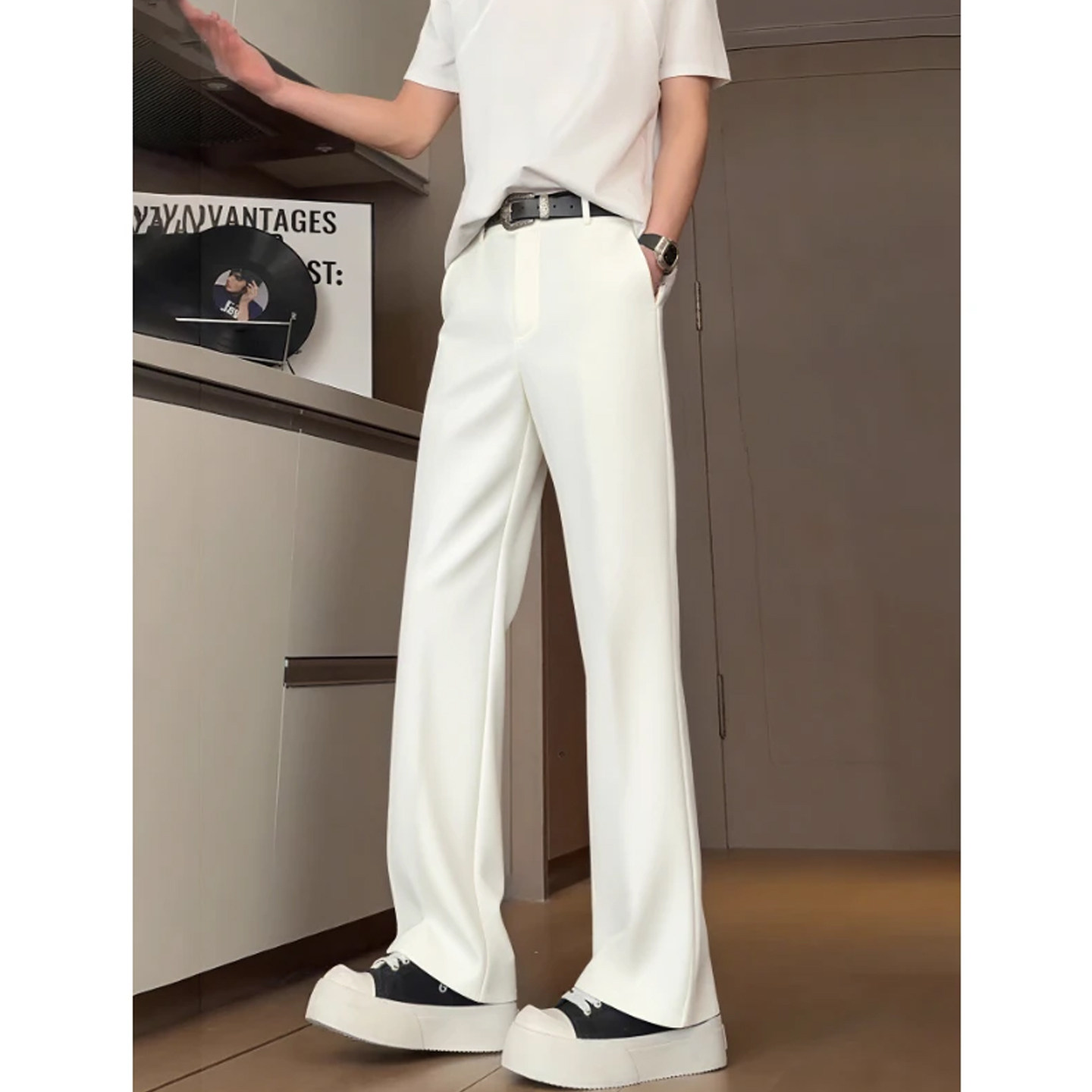 брюки cleanfit white scimitar, мужские летние прямые повседневные костюмные брюки с микро-притачкой, высокие удлиненные брюки