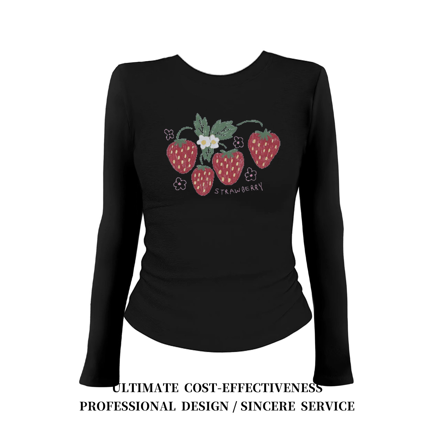 American Retro Strawberry Print Long-Sleeve T-Shirt for Women, Autumn 2025...