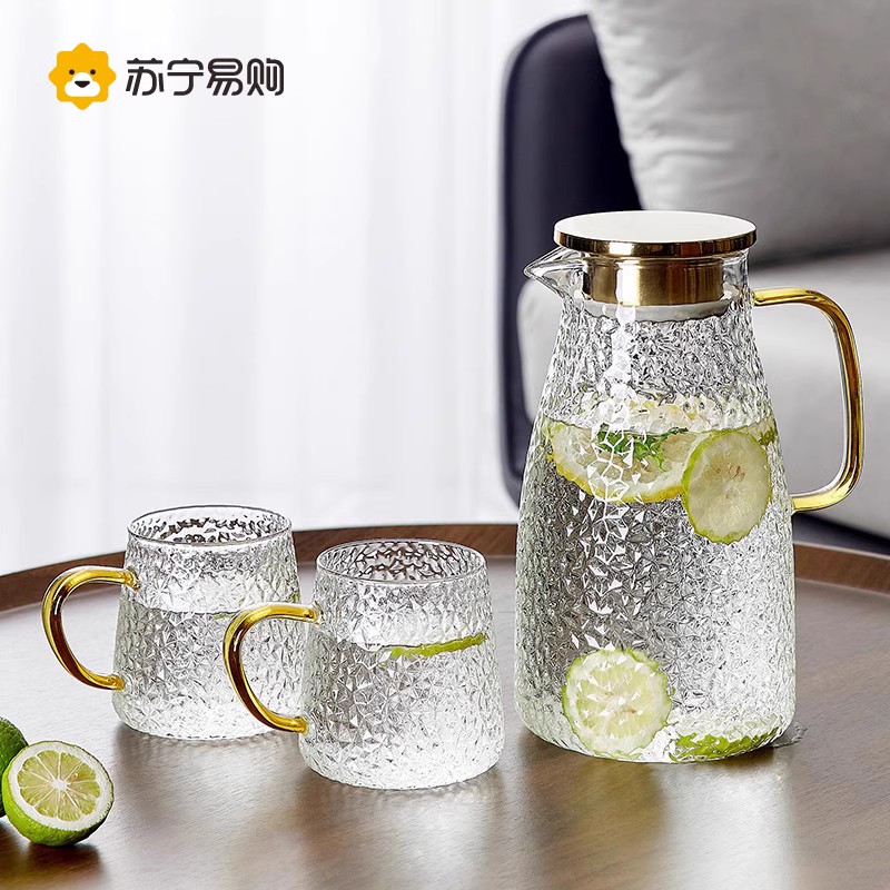 Стеклянная бутылка для холодной воды Suning, устойчивая к высоким температурам, бытовая чашка для холодной воды большой емкости и набор кастрюль, термостойкая кастрюля с защитой от падения 2008