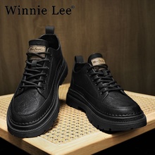 Winnie Lee 2024 New Men's Shoes Spring Trend Black Casual Shoes Men's Formal Sports Shoes Anti slip