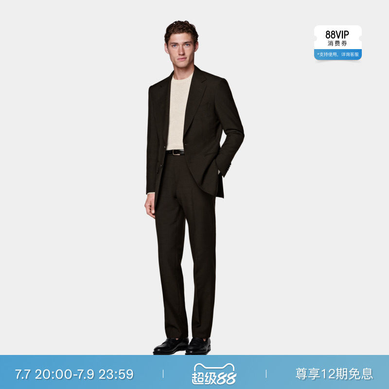 26 летняя новинка SUITSUPPLY темно-коричневый костюм из полушерстяной ткани