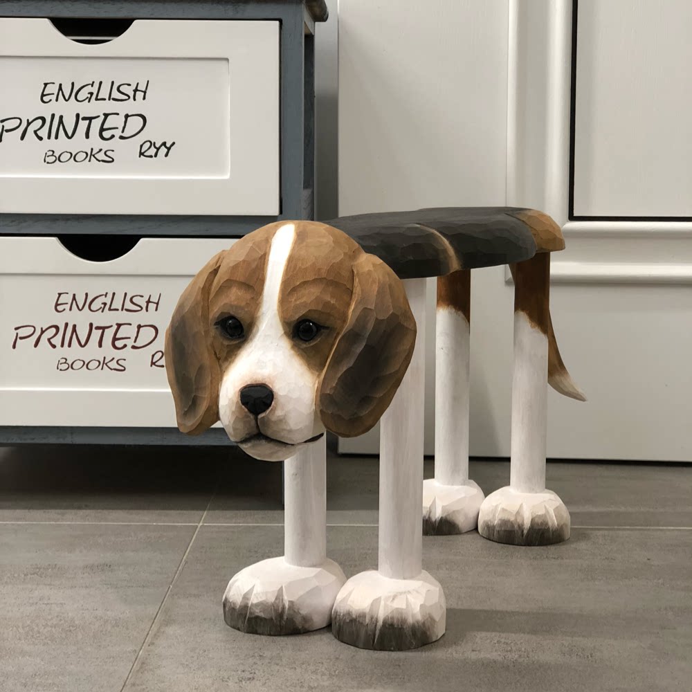 Детский табурет из цельного дерева с ручной резьбой beagle creative animal stool бытовая дверь табурет для обуви прочный и долговечный