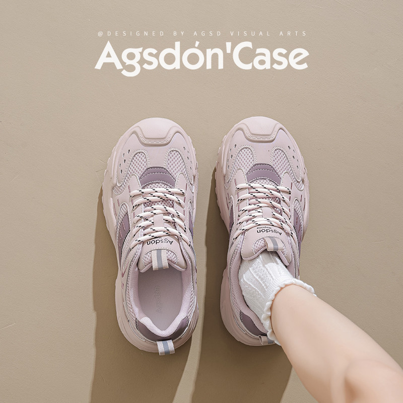 Женская обувь Ogushideng daddy shoes, новинка 2026 года, осенняя фиолетовая немецкая спортивная обувь на толстой подошве, очень удобная в носке, спортивная обувь для походов