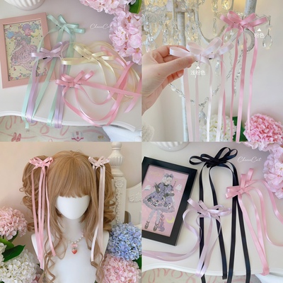 taobao agent 【芝士猫手作】丝缎芭蕾蝴蝶结日制丝带lolita小物头饰长飘带边夹