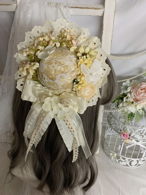 taobao agent 原创Lolita手作优雅田园百搭洛丽塔cla扁帽礼帽草帽头饰配饰小物