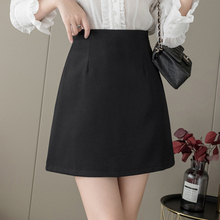 Black short skirt, half length skirt, women's autumn/winter A-line skirt, 2021 new high waisted, slimming, solid color, commuting, professional size