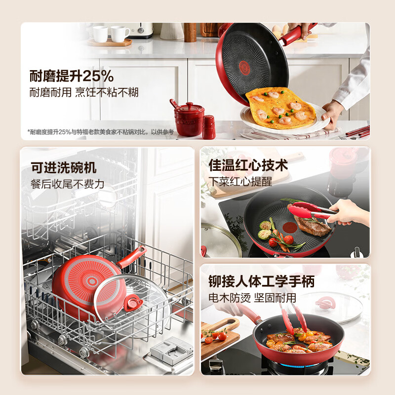 Tefal/ Сковорода Tefal с антипригарным покрытием сковорода бытовая сковорода red light газовая индукционная плита с титановым покрытием, которую можно мыть в посудомоечной машине