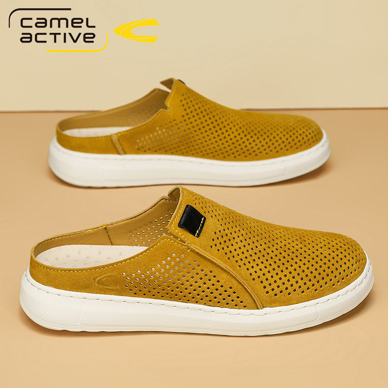 Немецкие шлепанцы camel dynamic Baotou; мужская нескользящая пляжная обувь на мягкой подошве с перфорацией; дышащая легкая обувь на полуприлегающей подошве.