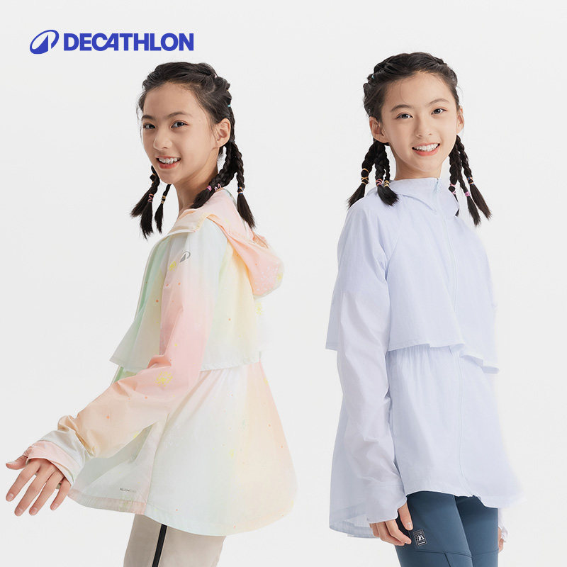 Солнцезащитная одежда для девочек Decathlon, легкая дышащая куртка с защитой от ультрафиолета, детская прохладная дышащая одежда из кожи KIDC