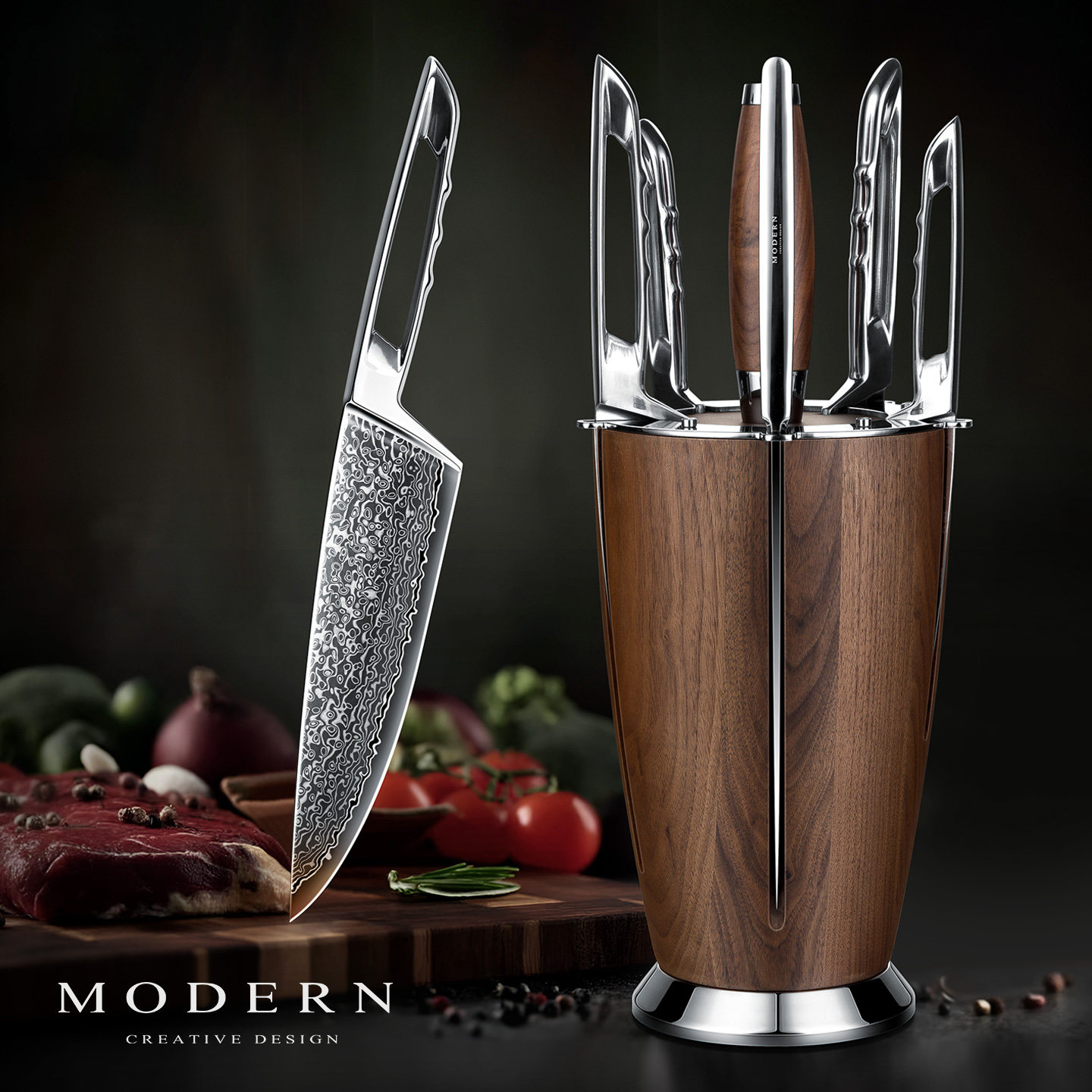 Современный набор ножей серии MODERN Yinfeng из дамасской порошковой стали для кухни кухонные ножи подарки на новоселье