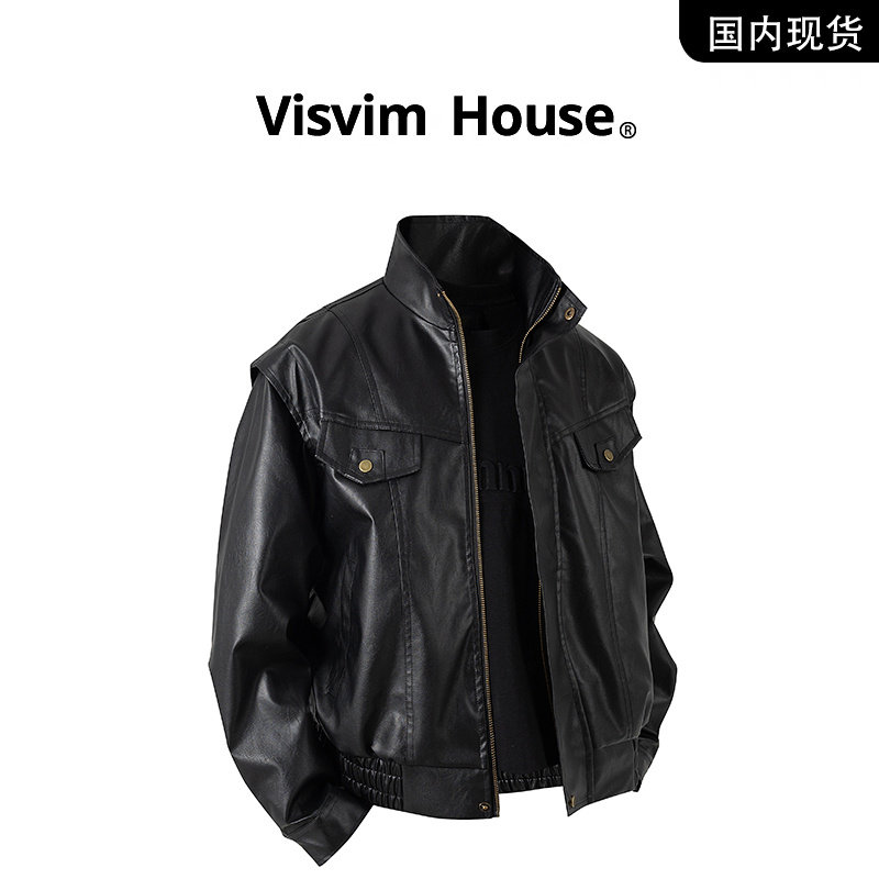 [Снятие со склада бренда] VISVIM WINGS, весенне-осенняя новая кожаная куртка с воротником-стойкой, мотоциклетная куртка с воротником-стойкой для мужчин