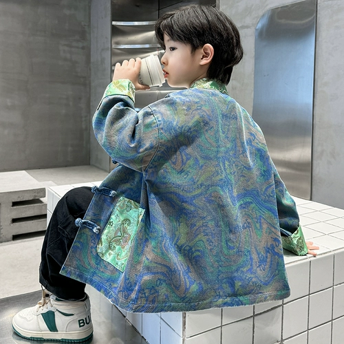 Детское ханьфу для мальчиков, осенняя весенняя куртка, китайский стиль, подходит для подростков