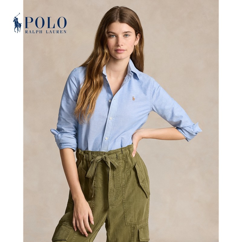 Ralph Lauren/Женская классическая приталенная рубашка Ralph Lauren Oxford из стрейчевой ткани RL25826