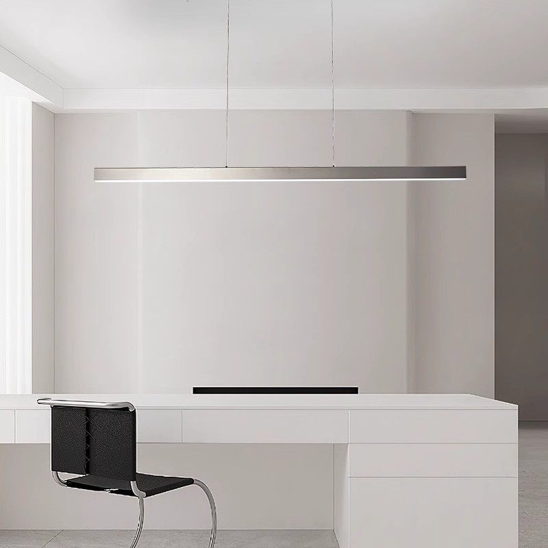 Средневековая люстра для ресторана Bauhaus, креативный односложный полосатый светильник, современный минималистичный офисный бар, серебристый светильник из нержавеющей стали