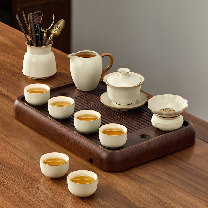 Чайный сервиз Wenbai Kung Fu 2025 new Ru Kiln tea set набор чайных чашек бытовой высококачественный чайный сервиз с чайным подносом