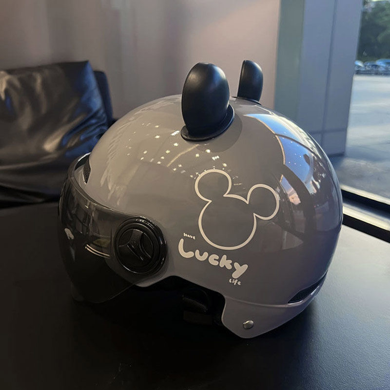 3C certified electric vehicle helmet, battery-powered vehicle sun protection, cute Mickey Mouse ears...