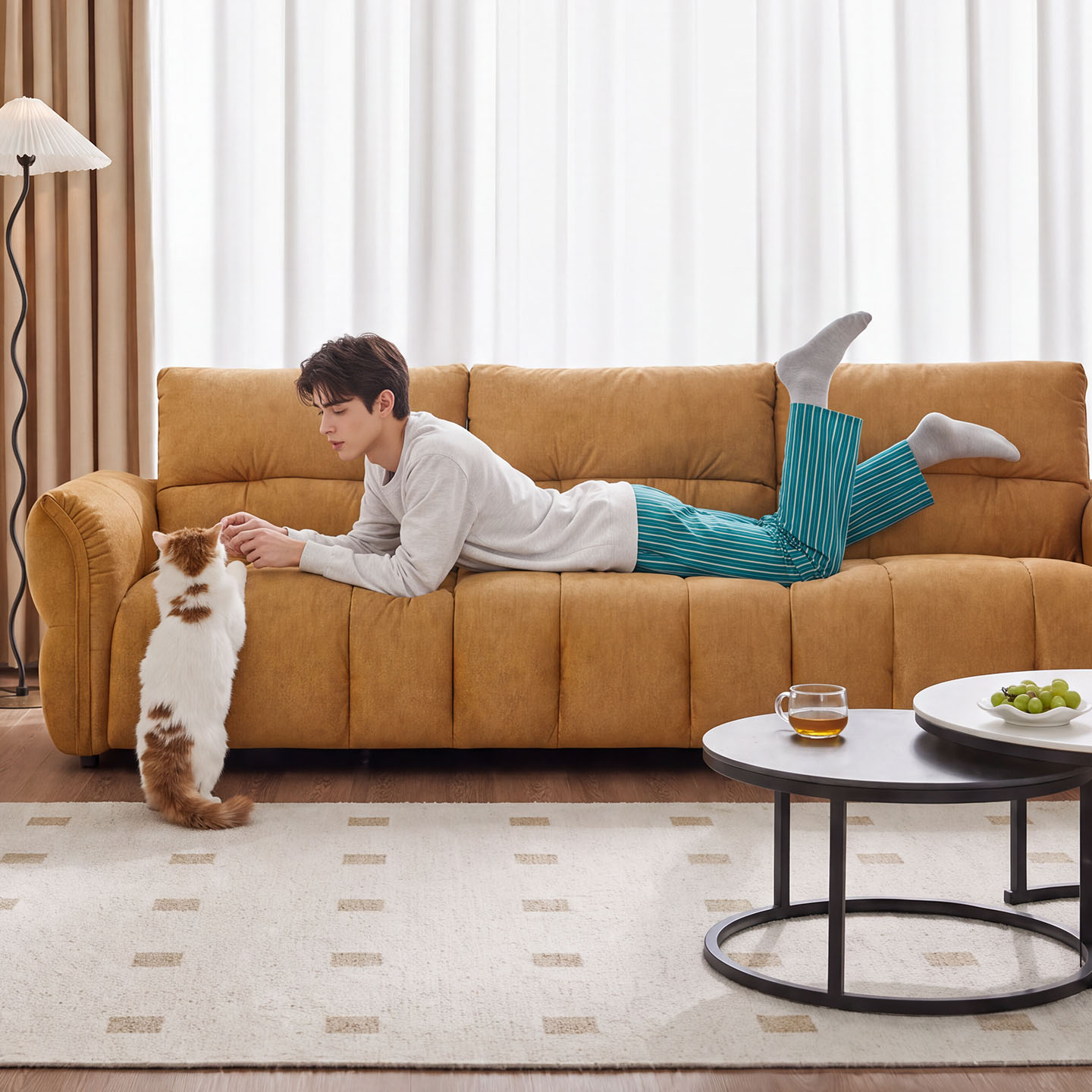 [Новый продукт] Диван LAZBOY Lezhibao из ткани с защитой от кошачьих царапин, электрическая функция для матери и ребенка, гостиная 6106 для домашних животных