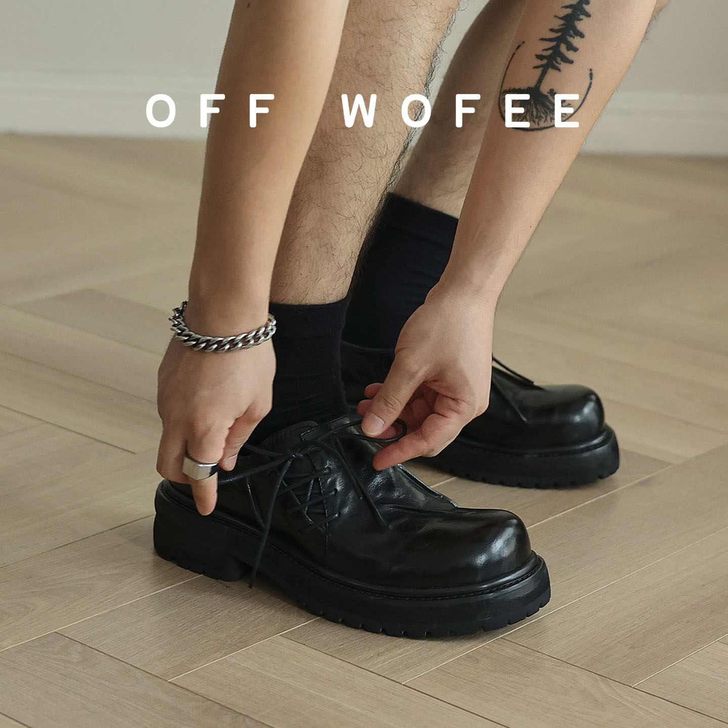 Плиссированные туфли-дерби из лошадиной кожи OFFWOFEE, черные кожаные туфли с увеличенной толщиной подошвы, модная мужская и женская обувь для пригородов