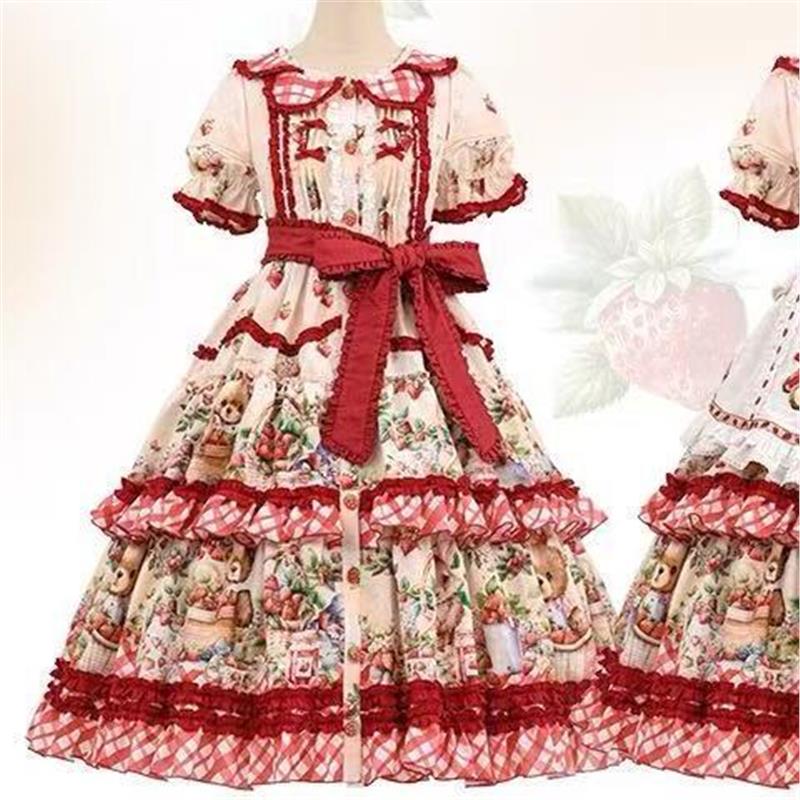 【Line Ball Cat】Original Lolita December Strawberry Field OP Elegant Lolita Daily Sweet Lolita Dress Princess Dress