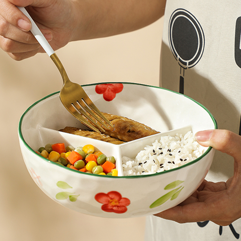 Керамическая столовая на одного человека для приема пищи для похудения, персональная отдельная коробка для ланча, отделение для офисных работников, чаша для ужина, тарелка для ужина