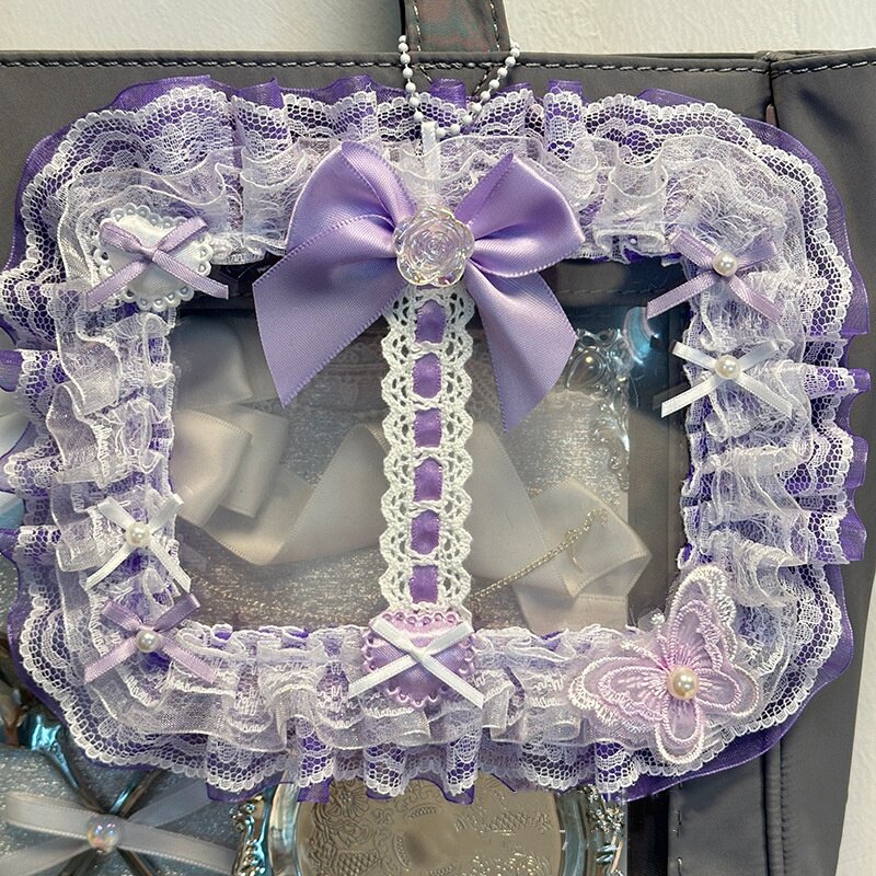 Double card holder, celebrity anime couple card protector, double card slot, bow and lace decoration pendant, Gumi Guka.