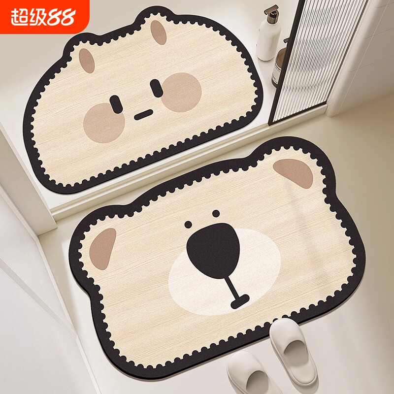 Нескользящие коврики для ванной комнаты, мультяшные коврики для пола у входа в ванную, диатомовая грязь, впитывающие и быстросохнущие коврики для туалета для рук