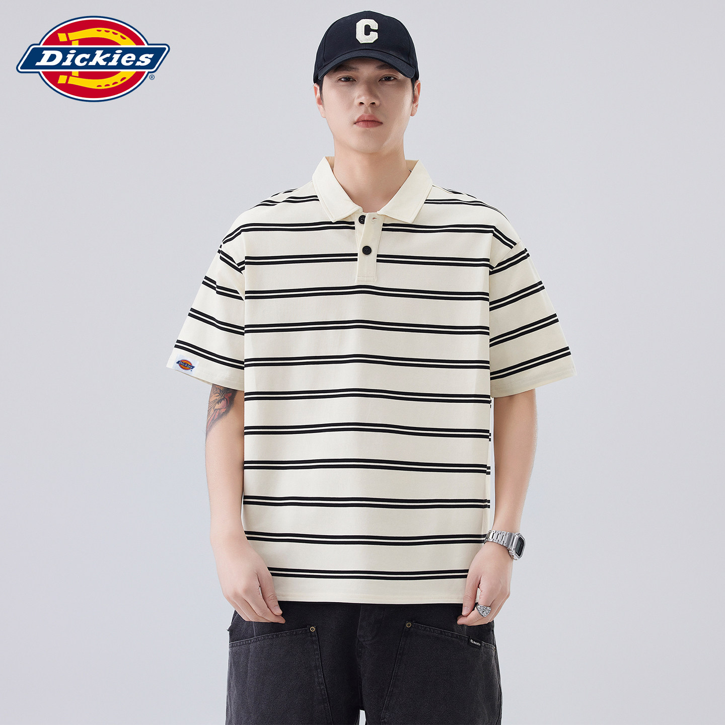 Dickies Dikushi, американская ретро рубашка поло в полоску, мужская свободная рубашка Tide, бренд 2026, летняя новая одежда
