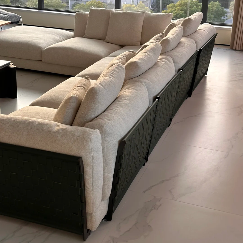 диван flexform для гостиной с элитной атмосферой, дизайнерский угловой модуль бежевого цвета из хлопчатобумажной и льняной ткани