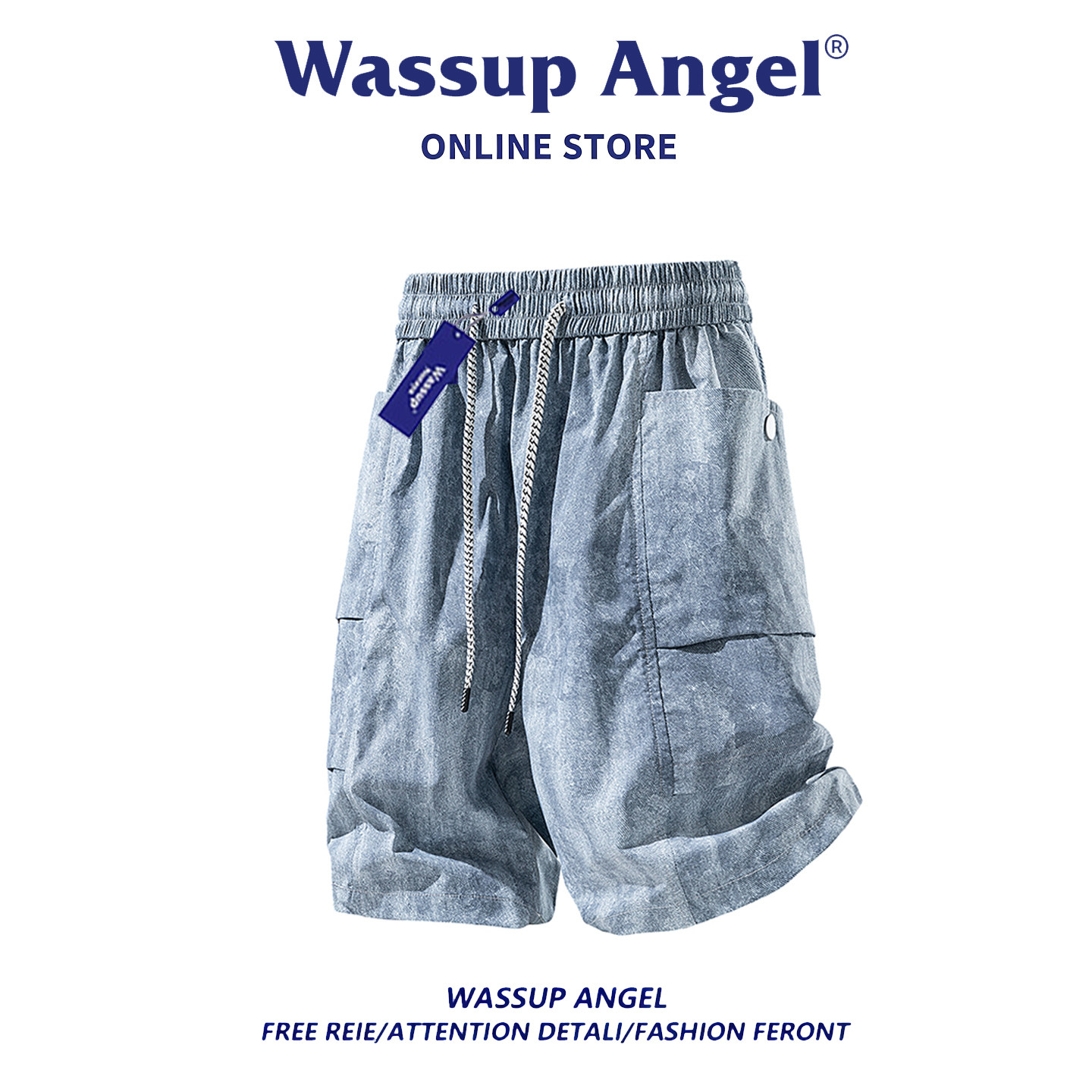 Модный костюм WASSUP ANGEL от бренда tide, повседневная универсальная рубашка с короткими рукавами и шорты, мужской летний костюм-двойка