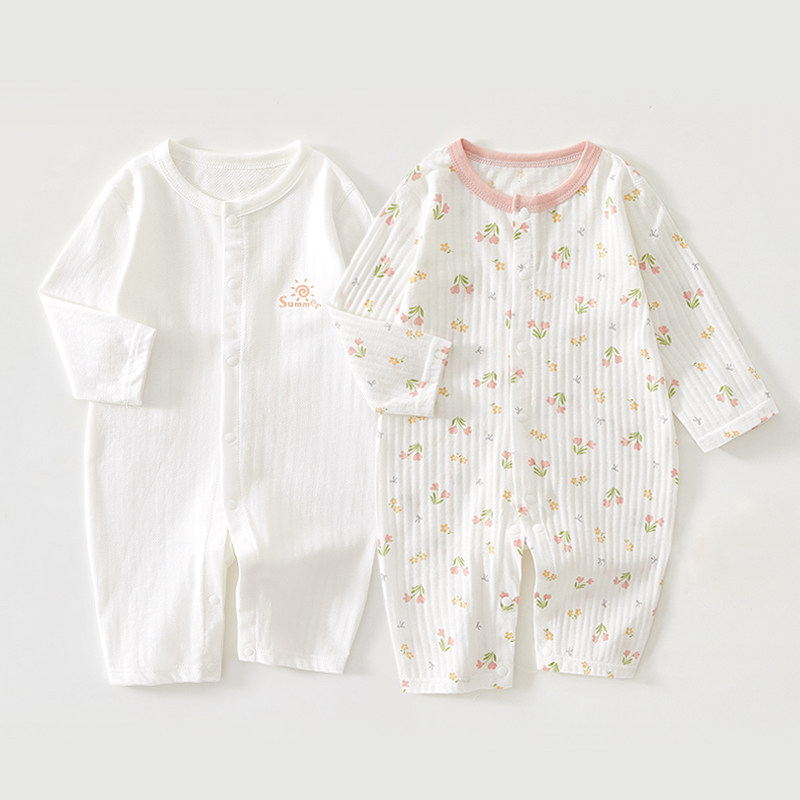 Хлопковый детский цельнокроеный осенний комбинезон из чистого хлопка класса А, дышащий и не пропускающий влагу, без косточек, с длинными рукавами, комбинезон из 2 предметов