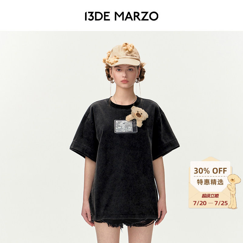 DEMARZO unisex animated TV round neck versatile casual cotton loose and fashionable short sleeved T-shirt