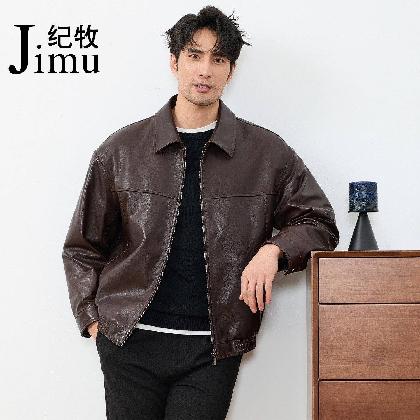 Легкая роскошная кожаная куртка Haining leather, мужская мотоциклетная кожаная куртка из овечьей кожи первого слоя, свободный молодежный пуховик в стиле ретро