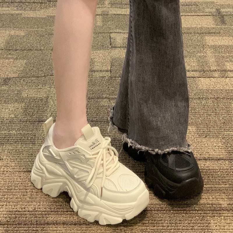 Женская летняя обувь Jia Fudu daddy shoes, новинка 2025 года, модная универсальная белая обувь на толстой подошве, спортивная женская обувь