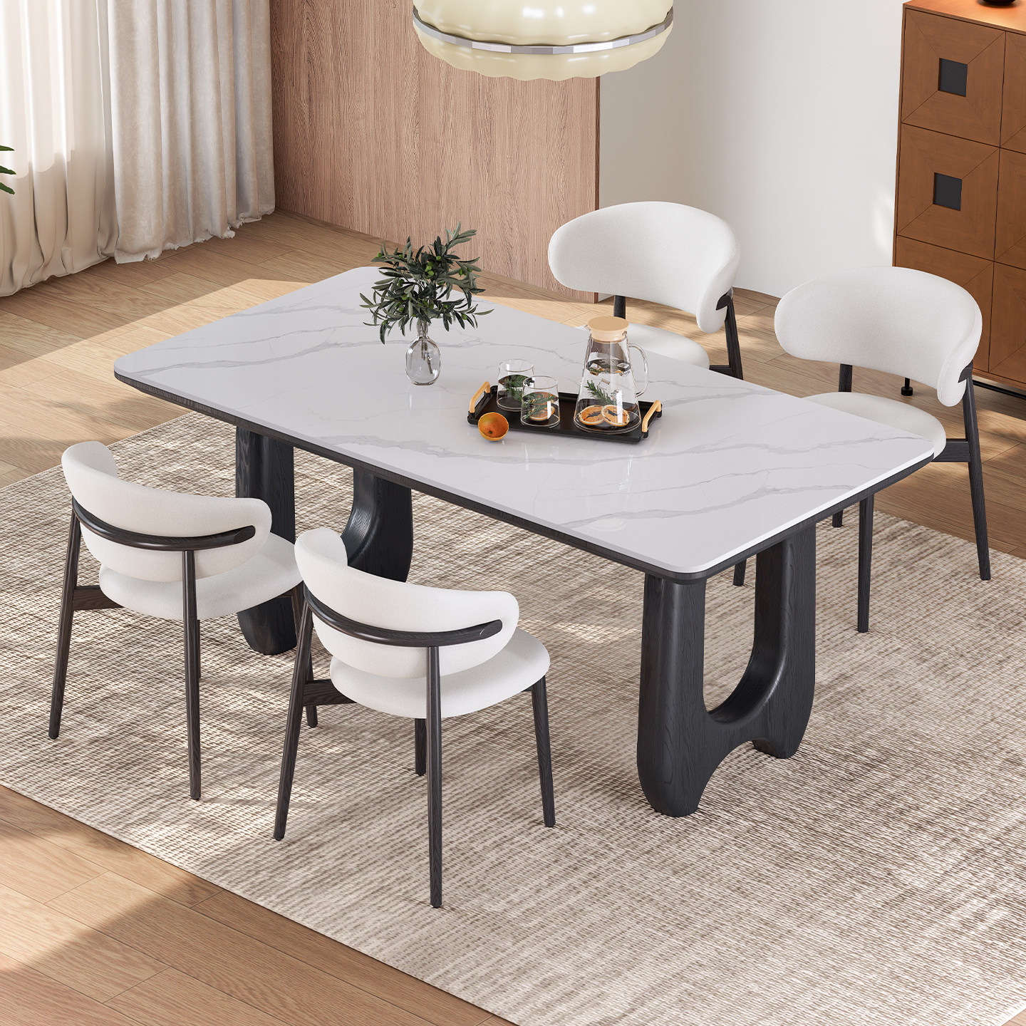 Peijia home furniture черный современный минималистский обеденный стол из каменной плиты с прямоугольной ножкой из массива дерева для небольшой квартиры, сочетание стола и стула
