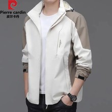 Pierre Cardin Sprint jacket, men's slim 2023 Spring and Autumn new middle-aged casual rainproof detachable hat jacket