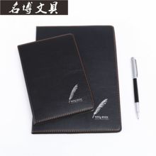 Practical office notebook, economical black soft leather notebook