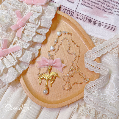 taobao agent 【芝士猫手作】原创摇篮曲古董娃娃墙木马水晶梦马lolita小物项链
