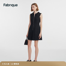 连衣裙Fabrique黑色型花呢翻领沙漏拉链