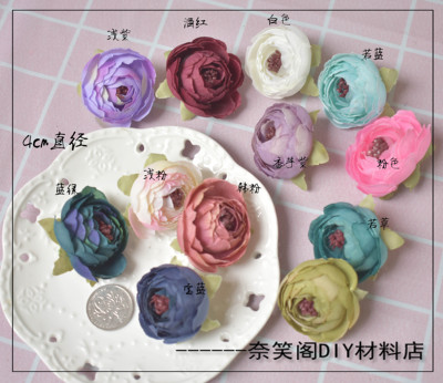 taobao agent 4cm欧式油画风 lolita饰品配件仿真茶花花头小茶苞花朵绢花满包邮