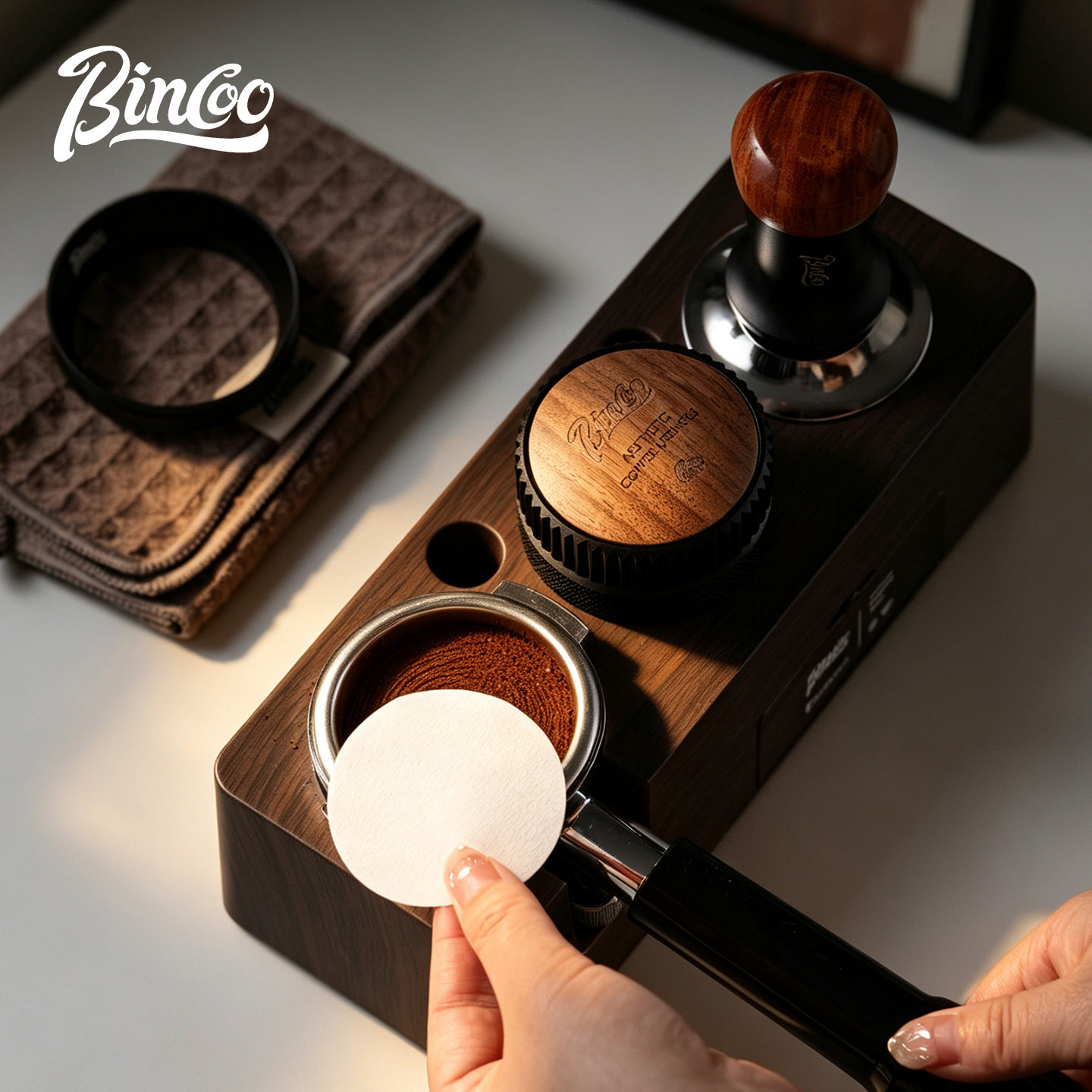 Подставка для кофейного пресса Bincoo, дозатор порошка, молоточек для порошка, набор из трех предметов...