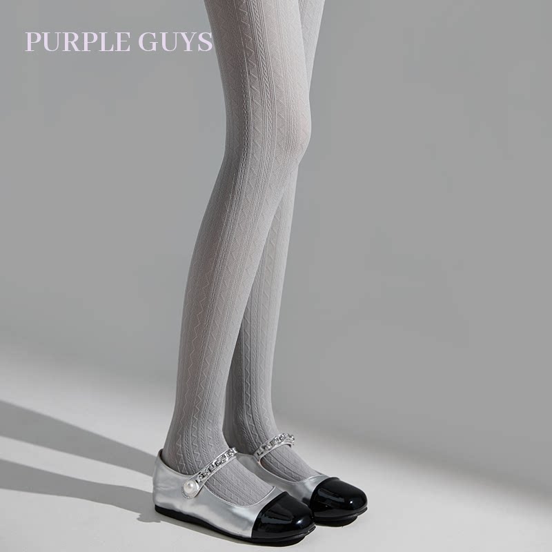 бархатные леггинсы-носки purpleguys, женские весенне-осенние тонкие серые жаккардовые колготки с защитой от зацепления