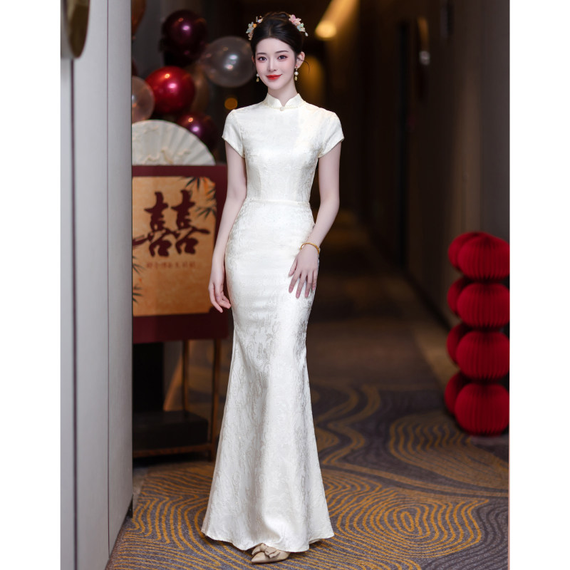 Высококачественное новое китайское платье для тостов cheongsam с рыбьим хвостом, невеста, 2026 новое летнее платье для помолвки, юбка, высокое чувство самосовершенствования