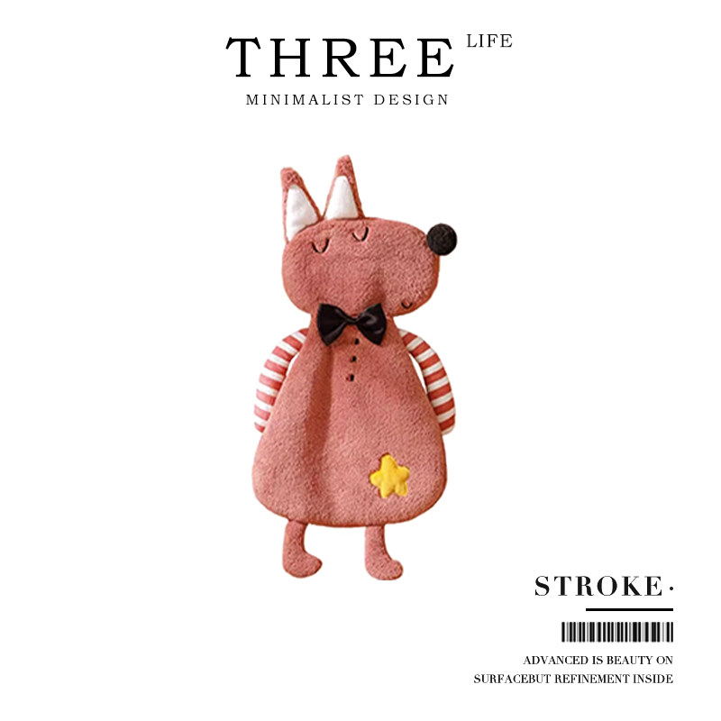 Tlife·Stroke·Cute Hanging Hand Towel, Absorbent, Quick-Drying, Extra Large and Thick Cartoon Towel | Cat Cuddling