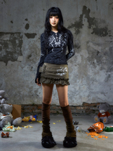 Greedy Angels subculture spicy girl half skirt, female niche print low waisted short skirt, cake skirt