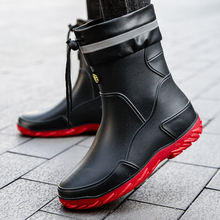 Fashionable men's rain shoes, spring and autumn elastic and tight fitting water shoes